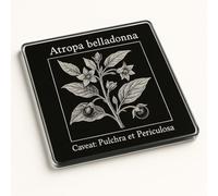 Acrylic Coaster Gift - Venomous Elegance Design with Atropa Belladonna Victorian Apothecary Aesthetic