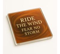 Acrylic Coaster Gift with Abstract Golden Swirls Fearless Design - Golden Zephyr Inspirational Decor for Teen or Tween Bedroom