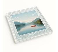 Acrylic Coaster Gift with Aqua Echo Frame - Serene Lake-Inspired Design for Travel Photo Showcase Home Decor