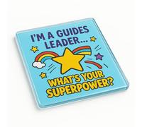Acrylic Coaster Gift with Cartoon Superpower Design - Whimsical Thank You Gift for Guides Leader Appreciation