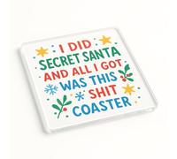Acrylic Coaster Gift with Cheeky Festive Doodles - Whimsical Secret Santa Christmas Decor for Colleague Fun