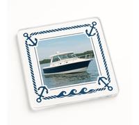 Acrylic Coaster Gift with Custom Boat Photo - Nautical Frame Design Marine Decor for Boating Enthusiasts