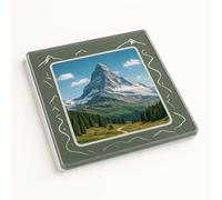 Acrylic Coaster Gift with Custom Mountain Adventure Design - Summit Serenity Nature Home Decor for Travel Enthusiasts