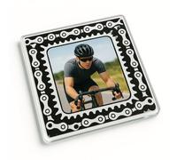 Acrylic Coaster Gift with Cycling Chain Reaction Design - Dynamic Photo Frame Home Decor for Adventure Lovers