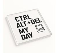 Acrylic Coaster Gift with Humorous Retro Tech Design - Minimalist Desk Decor for Office Colleague Secret Santa