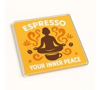Acrylic Coaster Gift with Meditation & Coffee Design - Serene Brew Harmony for Relaxed Coffee Lovers' Moments