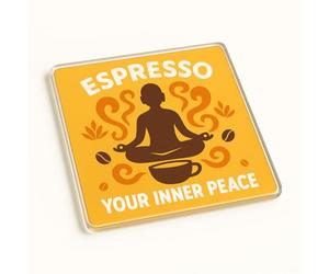 Acrylic Coaster Gift with Meditation & Coffee Design - Serene Brew Harmony for Relaxed Coffee Lovers' Moments