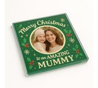 Acrylic Coaster Gift with Personalised Christmas Frame - Winters Embrace Festive Decor for Amazing Mummy