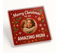 Acrylic Coaster Gift with Personalised Christmas Photo Design - Festive Mum Magic Holiday Keepsake for Mum's Cherished Memories