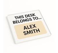 Acrylic Coaster Gift with Personalised Desk Whimsy Design - Chic Office Humour for Work Friend Secret Santa