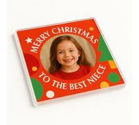 Acrylic Coaster Gift with Personalised Niece Photo - Nieces Holiday Glow for Festive Memories