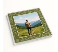 Acrylic Coaster Gift with Personalised Photo Frame - Trailframe Essence Hiking Adventure Home Decor Keepsake