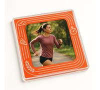 Acrylic Coaster Gift with Personalized Running Design - Dynamic Momentum Frame for Athletes & Sports Lovers