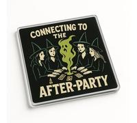 Acrylic Coaster Gift with Retro Horror Comic Design - Spirit Circle Occult Home Decor for Witchy Gatherings
