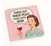 Acrylic Coaster Gift with Retro Housewife Design - Cheeky Nostalgia Home Decor for Wine Lovers & Friends