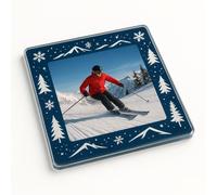 Acrylic Coaster Gift with Skiing-Themed Adventure Design - Ski Escape Frame Home Decor for Winter Sports Enthusiasts