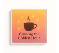 Acrylic Coaster Gift with Sunset Watercolour Design - Golden Hour Bliss Home Decor for Millennials & Gen Z Vibes