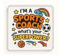 Acrylic Coaster Gift with Super Coach Quest Design - Vibrant Cartoon Style Thank You for Inspiring Sports Mentors