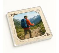 Acrylic Coaster Gift with Trail Map Motif - Trailblazer Frame Hiking Adventure Home Decor for Nature Enthusiasts