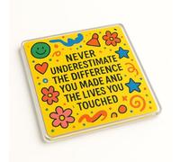 Acrylic Coaster Gift with Vibrant Cartoon Design - Colorful Impact Inspirational Quote Decor for Friend Appreciation