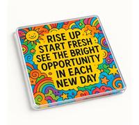 Acrylic Coaster Gift with Vibrant Motivational Design - Joyful Horizons Inspirational Decor for Daily Positivity Boost