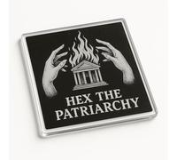 Acrylic Coaster Gift with Vintage Punk-Feminist Design - Hex the Patriarchy Home Decor for Empowered Women