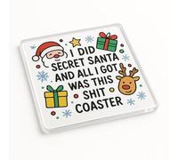 Acrylic Coaster Gift with Whimsical Christmas Theme - Humorous Holiday Drinkware for Secret Santa Work Colleague