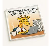 Acrylic Coaster Gift with Whimsical Giraffe Office Design - Humorous Desk Decor for Colleague Secret Santa Gift