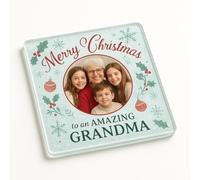 Acrylic Coaster Gift with Winter Wonder Frame Design - Personalised Christmas Photo Keepsake for Cherished Grandma