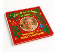 Acrylic Coaster Personalised Photo Gift with Tropical Cheer Frame Design - Personalised Photo Gift for a Joyful Christmas Granny Surprise