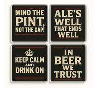 Acrylic Coaster Set of 4 - Vintage Pub Charm Design - Humorous Drinkware for Dads' Man Caves & Home Bars