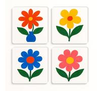Acrylic Coaster Set of 4 with Blooming Whimsy Art - Clarice Cliff Inspired Design for Vibrant Home Decor