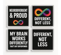 Acrylic Coaster Set of 4 with Empowering Neurodiversity Design - Celebrate Autism & ADHD Pride Home Decor Gift
