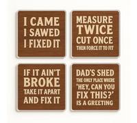 Acrylic Coaster Set of 4 with Rustic Dad Jokes - Humorous Shed-Style Decor to DIY Enthusiast