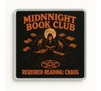 Acrylic Coaster with Mystic Reading Hour Design - Retro Horror Book Club Decor for Home or Office, Gift for Literary Lovers