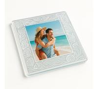 Acrylic Coaster with Tropical Frame Escape Design - Coastal Vibes Home Decor for Travel Photo Display & Personalised Gifting
