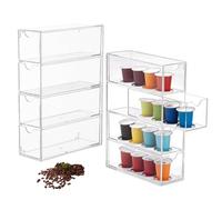 Acrylic Coffee Pods Storage Box, Clear Acrylic Drawers with 4 Drawer Storage Organiser Kitchen Coffee Capsules and SugarPacket Holder with Lid for Office Batheroom Dresser