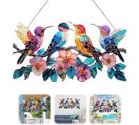 Acrylic Colorful Bird Sun Catchers Hummingbird Suncatcher Window Hanging Stained Glass Style Decor Ornament for Home Living Room Garden Bird Lover Gift