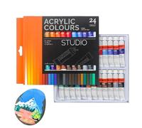 Acrylic Colors, 24-Colors Canvas Art Paints, Water Proof Rich Pigments for Wood Fabric Ceramic Kids Beginners Artists