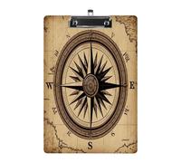 Acrylic Compass Wind Road Map Clipboard Clipboards with Low Profile Metal Clip Not Easy to Fall Off Clip Board Cute Clip Boards for Office & Professionals 8.5x12.5