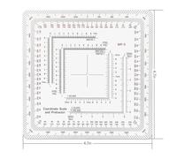 Acrylic Coordinate Ruler with Flexible Map Scale and Protractor for Engineering Surveying, Construction, and Navigation (2.75" x 2.75")