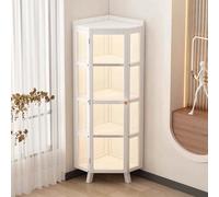 Acrylic Corner Curio Cabinet, Dustproof Display Cases with Top Storage, Floor Standing Storage Organizer with Door, Corner Bookshelf for Living Room, Kitchen, Home Office