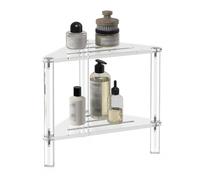 Acrylic Corner Shelf, 2 Tier Anti Slip Floor Shower Caddy Corner Shower Stool Acrylic Plant Stand for Bathroom Bedroom Kitchen 13.39x12.20x11.81in