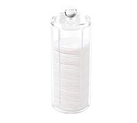 Acrylic Cotton Rounds Holder with Lid for Vanity, Facial Makeup Remover Pads Organizer, Clear Round Cosmetic Storage Display Cases
