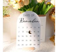 Acrylic Countdown Calendar 2026-30 Days for Eìd | Advent Decorations Home, Wooden Base, Festive Ornament, 7.9 Inches, Gift Mubarák Gold Children