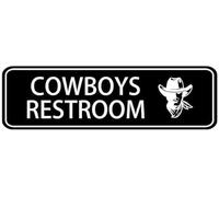 Acrylic Cowboys Restroom Sign, for Western-Themed Bars, Restaurants & Events, Easy-Mount Door_Wall Decal, 3x9 inch.