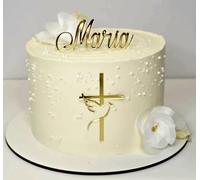 Acrylic Cross with Dove Baptism Cake Toppers,Christening Cake Toppers,Cross Cake Decoration for Birthday Baby Shower,Crossing Cupcake Toppers! (Gold Mirror Acryl)