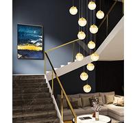 Acrylic Crystal Ball Chandelier, Modern Minimalist Pendant Light for High Ceilings, Creative Hollow Design for Living Room, Staircase, Hotel, Duplex