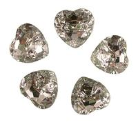 Acrylic Crystal Effect Heart Shape Buttons 12mm Pack of 5 (Clear)