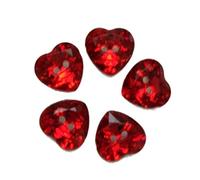 Acrylic Crystal Effect Heart Shape Buttons 12mm Pack of 5 (Red)